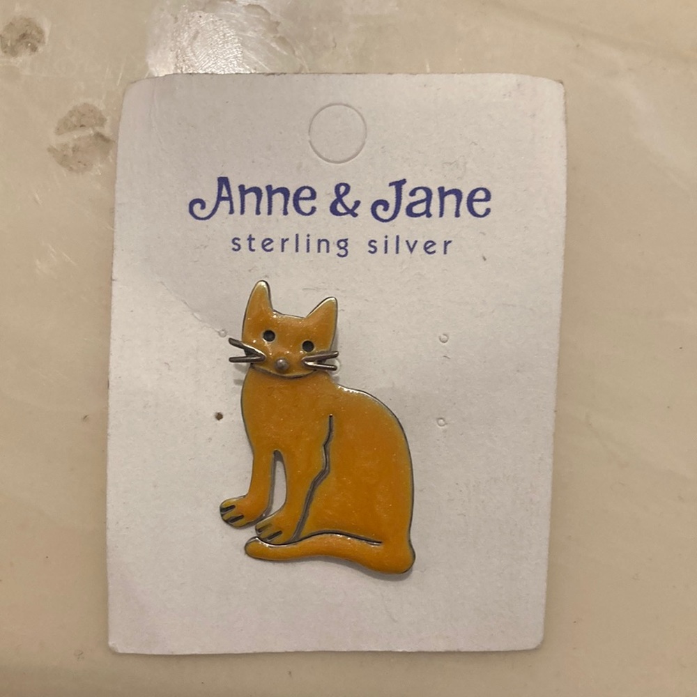 Cat pin sterling silver
